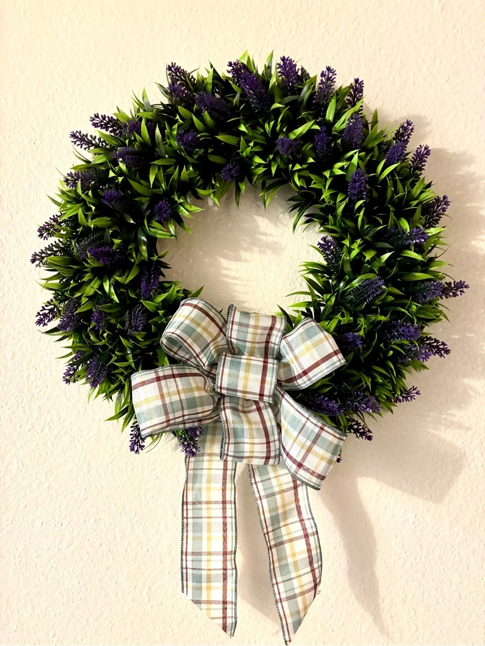 🌿 Handmade 20” Lavender Wreath | Natural Look Front Door Decor